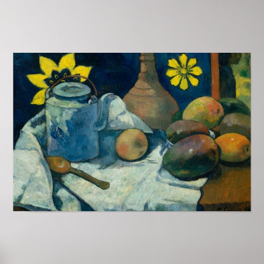 Paul Gauguin - stil leven met theepot en fruit Poster (Voorkant)