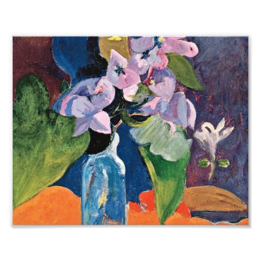 Paul Gauguin - stilstaand leven met bloemen en ido Foto Afdruk (Voorkant)