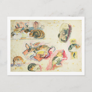 Paul Gauguin   Studie van katten en een kop (m/v o Briefkaart