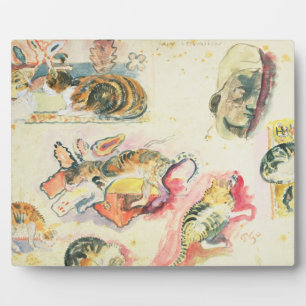 Paul Gauguin   Studie van katten en een kop (m/v o Fotoplaat
