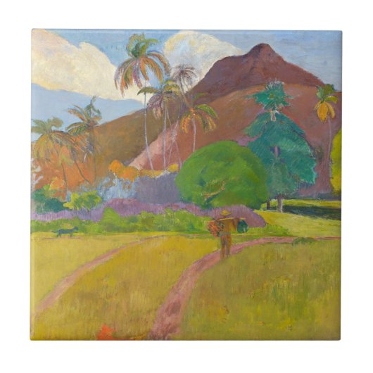 Paul Gauguin - Tahitiaans Landschap Tegeltje (Voorkant)