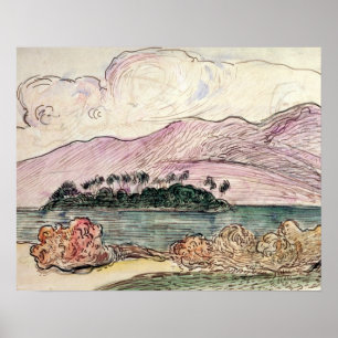 Paul Gauguin   Tahitiaans landschap (w/c op papier Poster