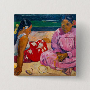 Paul Gauguin - Tahitiaanse vrouwen op het strand Vierkante Button 5,1 Cm