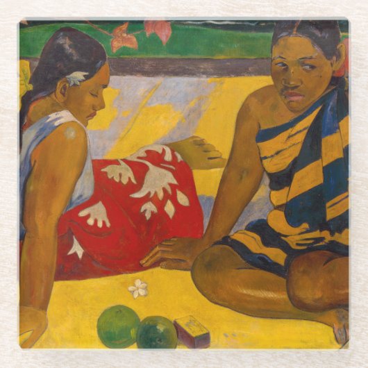 Paul Gauguin - Tahitiaanse vrouwen / Parau API Glazen Onderzetter (Voorkant)