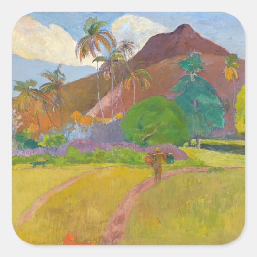 Paul Gauguin - Tahitian Landscape Vierkante Sticker (Voorkant)