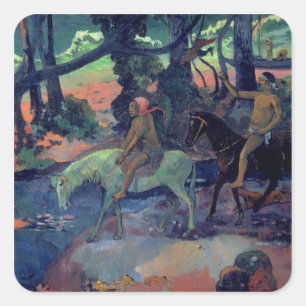Paul Gauguin The Escape, The Ford, 1901 Vierkante Sticker