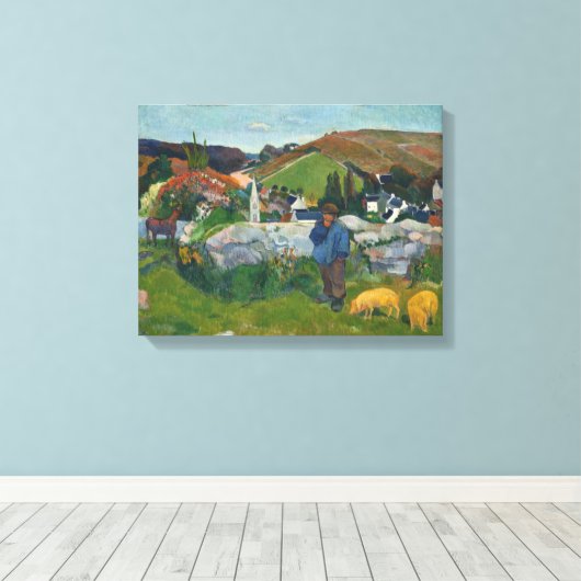 Paul Gauguin The Swineherd Canvas Afdruk (Insitu (Houten vloer))