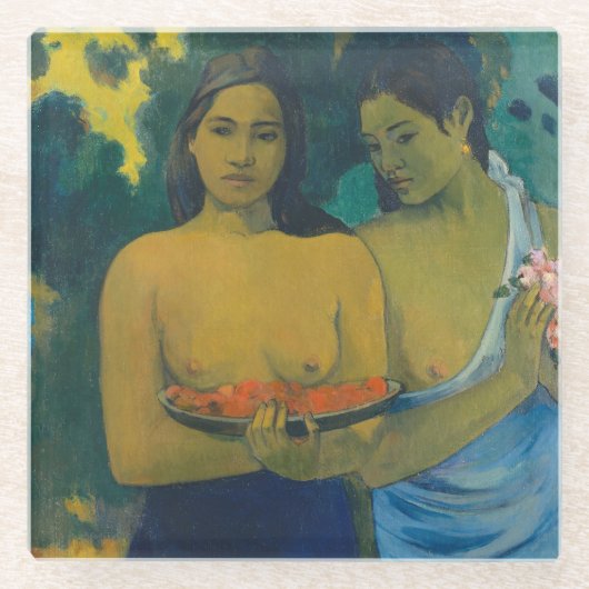 Paul Gauguin - Twee Tahitiaanse vrouwen Glazen Onderzetter (Voorkant)