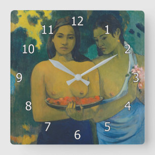 Paul Gauguin - Twee Tahitiaanse vrouwen Vierkante Klok