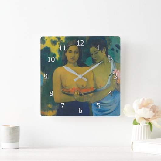 Paul Gauguin - Twee Tahitiaanse vrouwen Vierkante Klok (Huis)