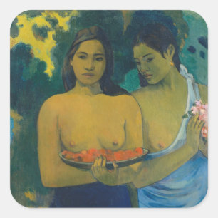Paul Gauguin - Twee Tahitiaanse vrouwen Vierkante Sticker
