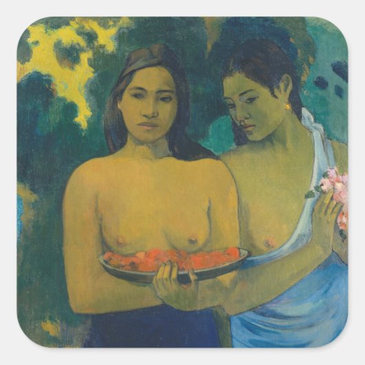 Paul Gauguin - Twee Tahitiaanse vrouwen Vierkante Sticker (Voorkant)