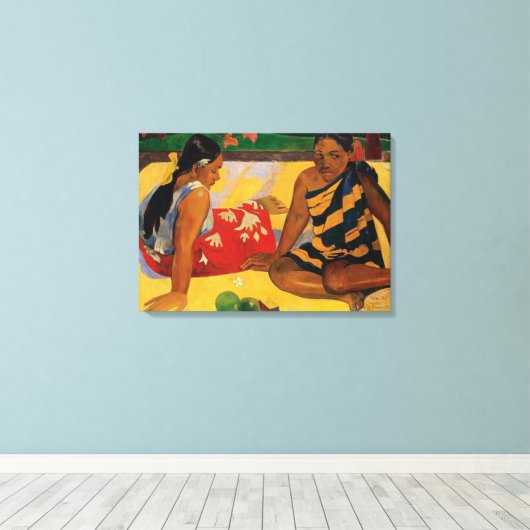Paul Gauguin Twee Vrouwen Van Tahiti Parau API Canvas Afdruk (Insitu (Houten vloer))