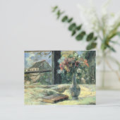 Paul Gauguin  Vase van Bloemen bij het Venster Briefkaart (Staand voorkant)