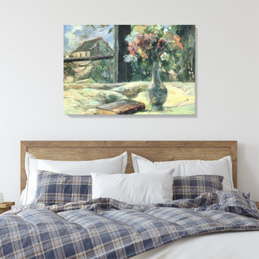 Paul Gauguin  Vase van Bloemen bij het Venster Canvas Afdruk (Insitu (Slaapkamer))