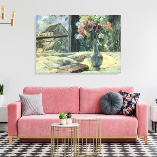 Paul Gauguin  Vase van Bloemen bij het Venster Canvas Afdruk (Insitu (Woonkamer))