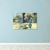 Paul Gauguin Vase van Bloemen bij het Venster Canvas Afdruk (Insitu (Houten vloer))
