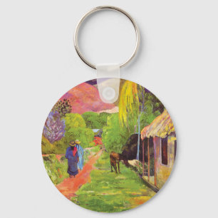 Paul Gauguin Weg in Tahiti Vintage Fijne Kunst Sleutelhanger