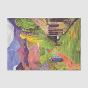 Paul Gauguin Weg in Tahiti Vintage Fijne Kunst Tissuepapier