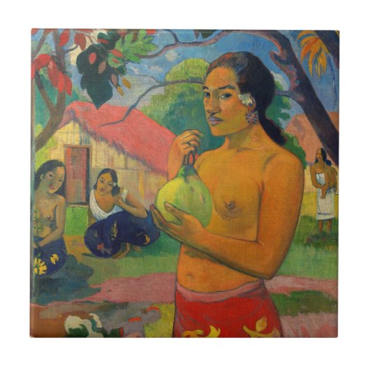 Paul Gauguin - Woman Holding a Fruit Tegeltje (Voorkant)