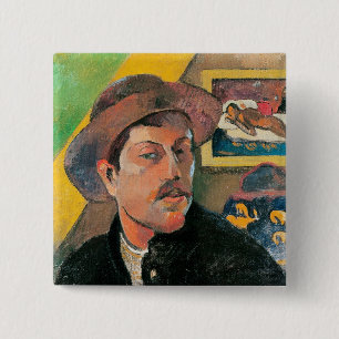 Paul Gauguin Zelfportret in een Pet, 1893-1994 Vierkante Button 5,1 Cm