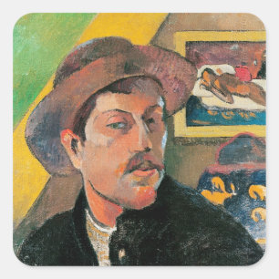 Paul Gauguin   Zelfportret in Pet 1893-1994 Vierkante Sticker
