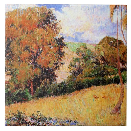 Paul Gauguin's painting, Meadow in Martinique, Tegeltje (Voorkant)