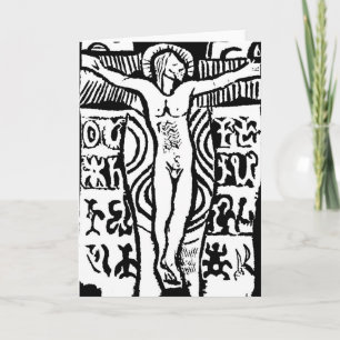 Paul Gauguin's Woodcut van Crucifix Feestdagen Kaart