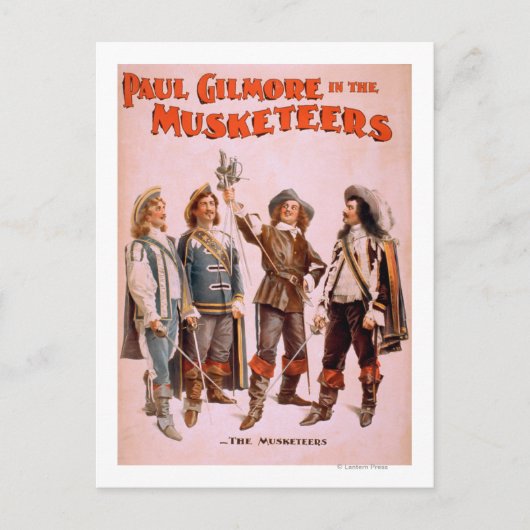 Paul Gilmore in de Musketeers Theatrical Briefkaart (Voorkant)