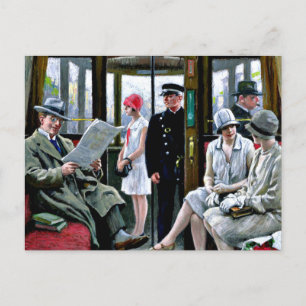 Paul-Gustave Fischer art - Kopenhagen Tram. Briefkaart