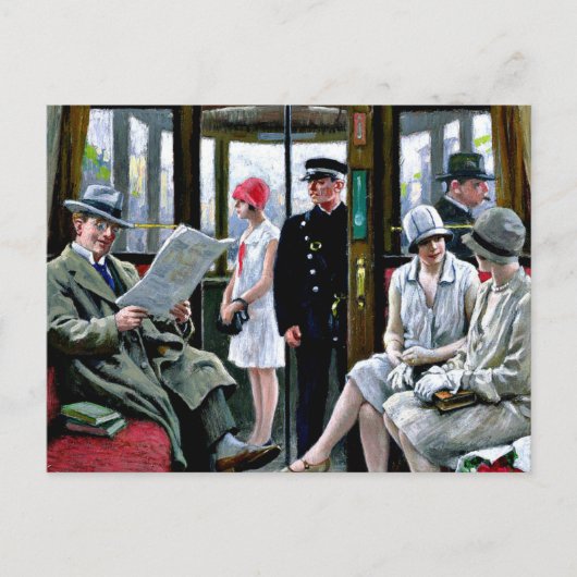 Paul-Gustave Fischer kunst - Kopenhaagse tram. Briefkaart (Voorkant)