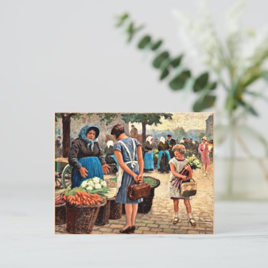 Paul-Gustave Fischer - Op de markt Briefkaart (Staand voorkant)