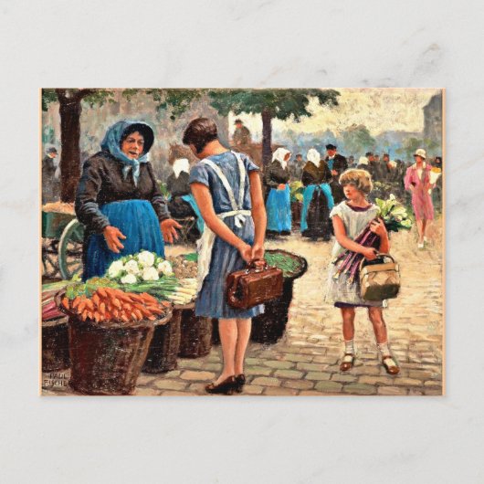 Paul-Gustave Fischer - Op de markt Briefkaart (Voorkant)