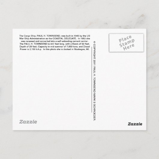 PAUL H. TOWNSEND BRIEFKAART (Achterkant)