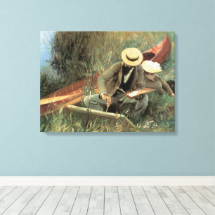 Paul Helleu aan het schetsen met zijn vrouw door J Canvas Afdruk