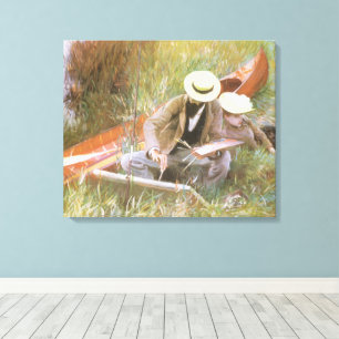 Paul Helleu aan het schetsen met zijn vrouw door J Canvas Afdruk