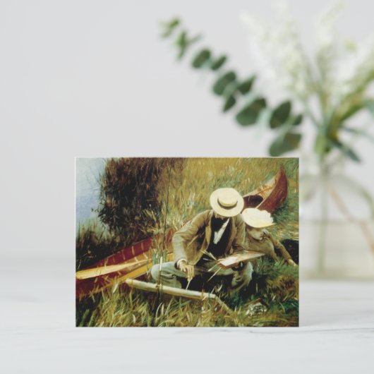 Paul Helleu Sketching met zijn Vrouw Briefkaart (Staand voorkant)