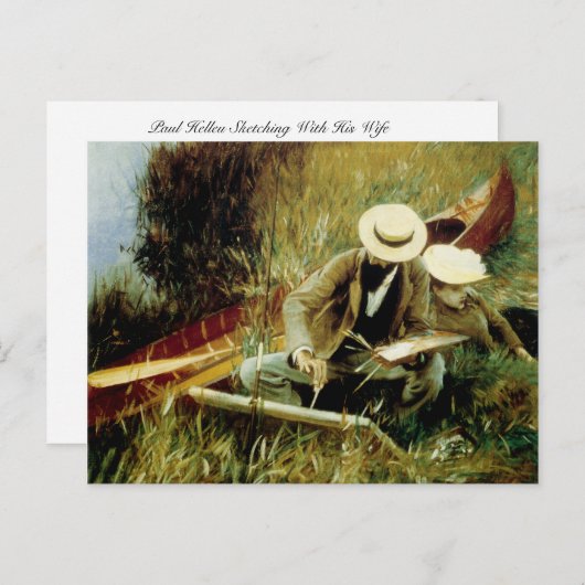 Paul Helleu Sketching met zijn Vrouw Briefkaart (Voorkant / Achterkant)