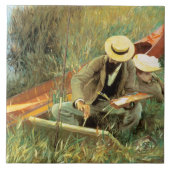 Paul Helleu Sketching met Zijn vrouw Tegeltje (Voorkant)