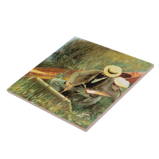 Paul Helleu Sketching met Zijn vrouw Tegeltje (Zijkant)