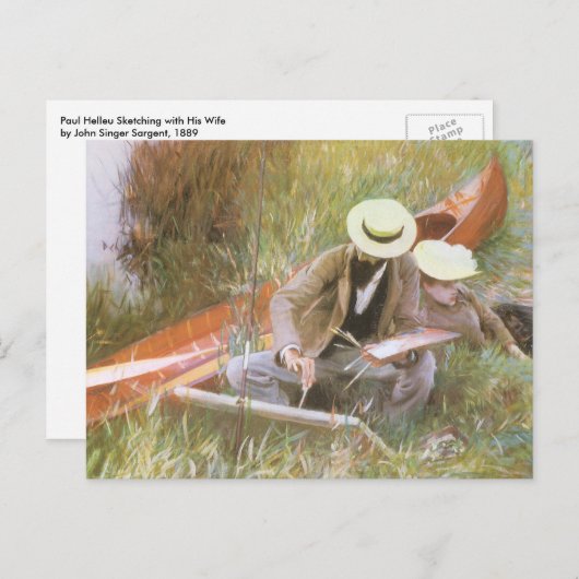 Paul Helleu Sketching met Zijn vrouw van JS Sargen Briefkaart (Voorkant / Achterkant)