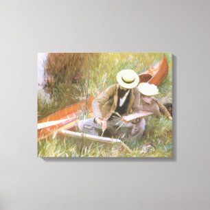 Paul Helleu Sketching met Zijn vrouw van JS Sargen Canvas Afdruk