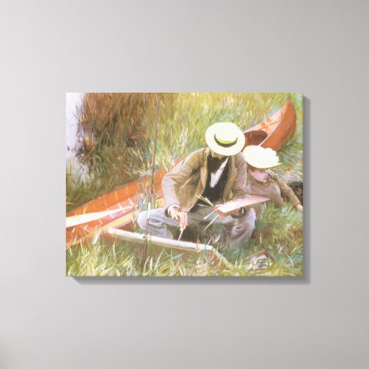 Paul Helleu Sketching met Zijn vrouw van JS Sargen Canvas Afdruk (Voorkant)