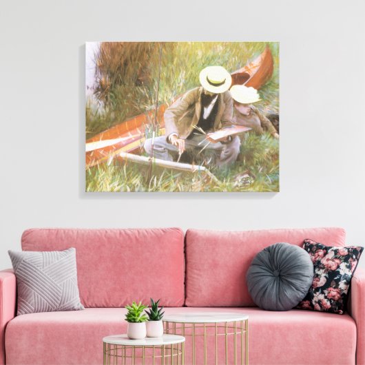 Paul Helleu Sketching met Zijn vrouw van JS Sargen Canvas Afdruk (Insitu (Woonkamer))