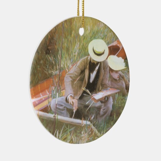 Paul Helleu Sketching met Zijn vrouw van JS Sargen Keramisch Ornament (Rechts)
