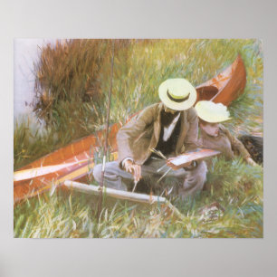 Paul Helleu Sketching met Zijn vrouw van JS Sargen Poster