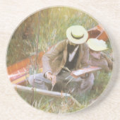 Paul Helleu Sketching met Zijn vrouw van JS Sargen Zandsteen Onderzetter (Voorkant)