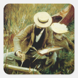 Paul Helleu Sketching met zijn vrouw Vierkante Sticker