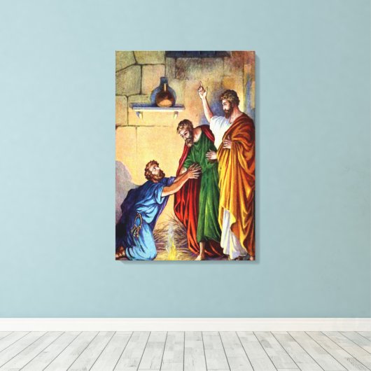 paul in de gevangenis bij philipp Wrapped Canvas Afdruk (Insitu (Houten vloer))