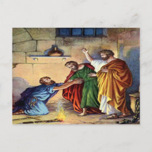 Paul in de gevangenis in Philippi ansichtkaart Briefkaart